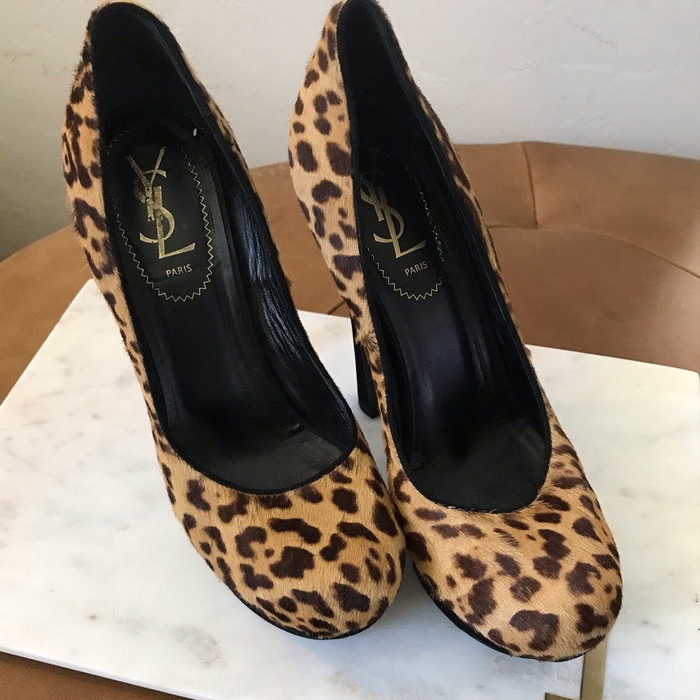 YSL Palais Leopard Calf Hair Pump